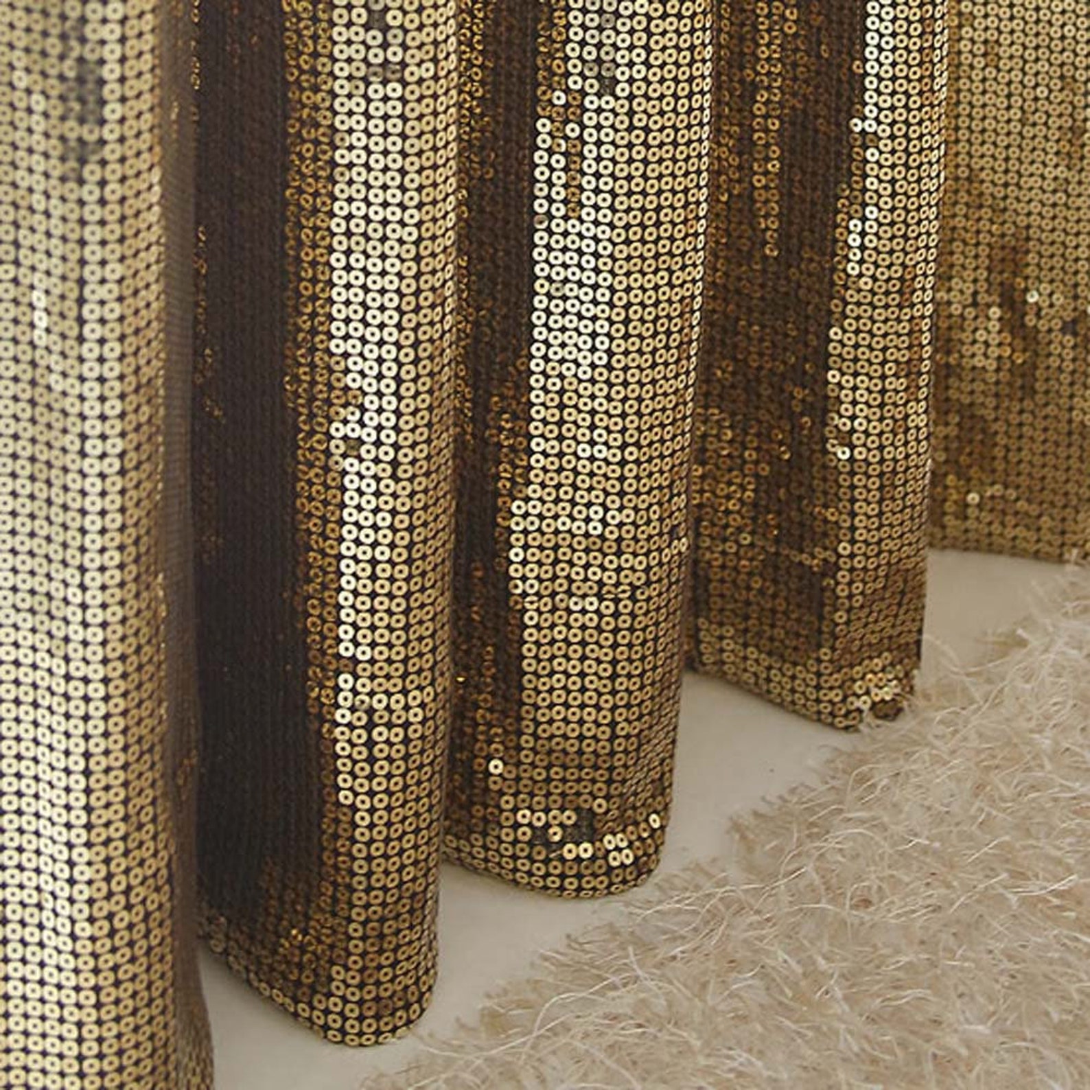 Gold Sequins Drops Embellished Metallic Drapery Lined Curtain Etsy