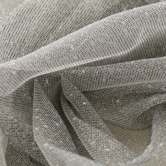 Silver Metallic Accents Weave Black Sheer Curtain Panel Etsy