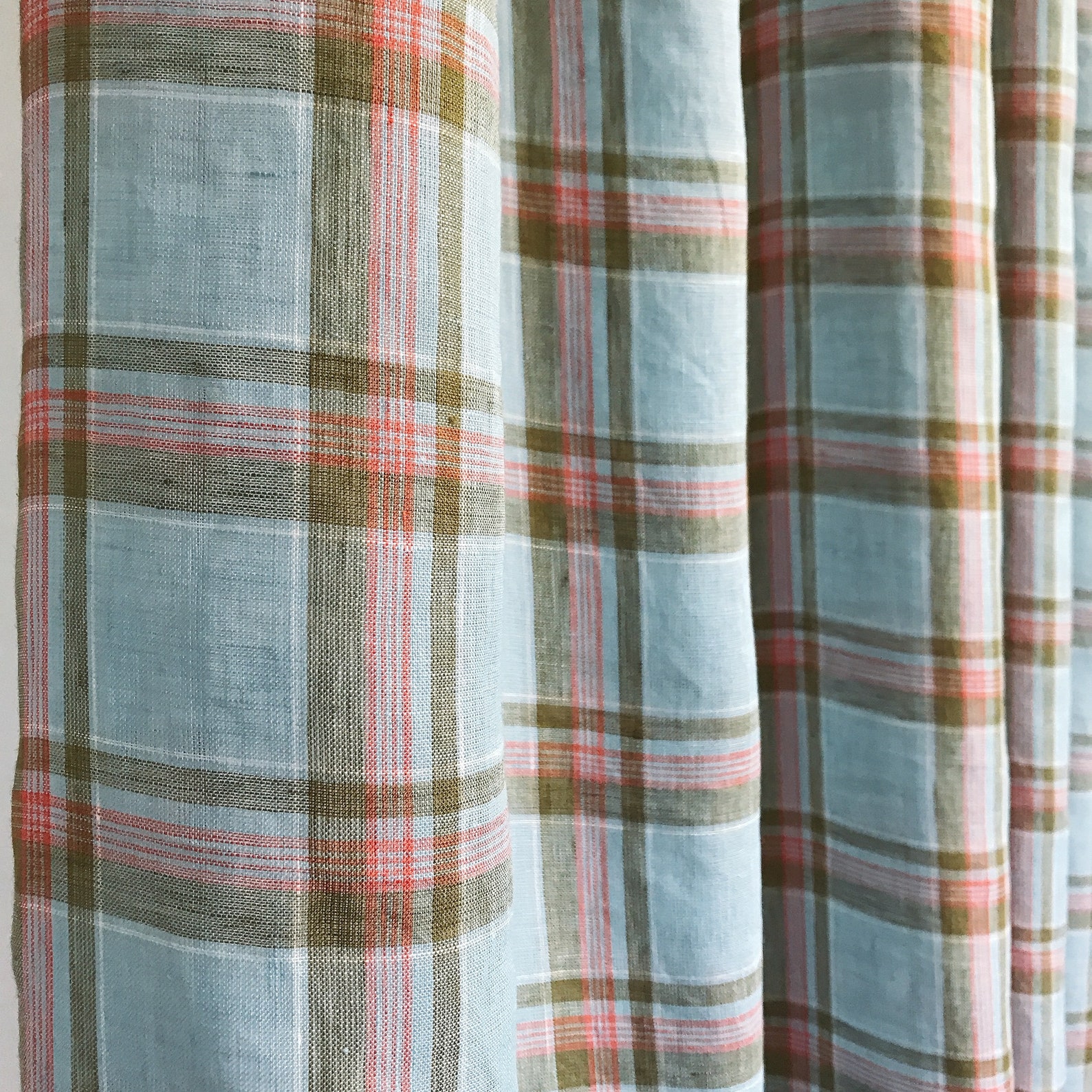 Modern Vintage Khaki Tartan Plaid Pattern Linen Curtain Light - Etsy