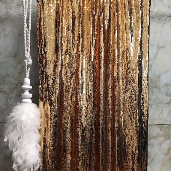 Gold Sequins Drops Embellished Metallic Drapery Lined Curtain Etsy
