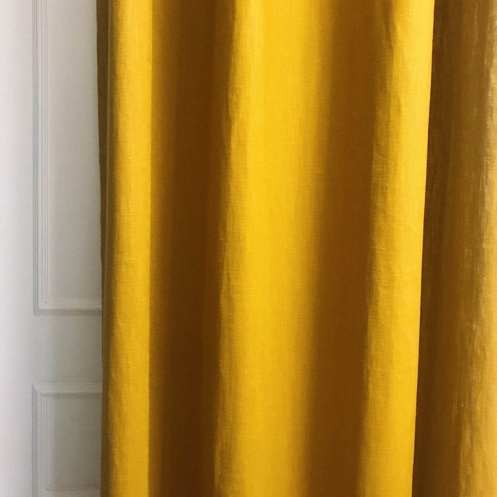 Mustard Colored Linen Curtain Panel 64 71 84 90 96 108 Inch Etsy UK
