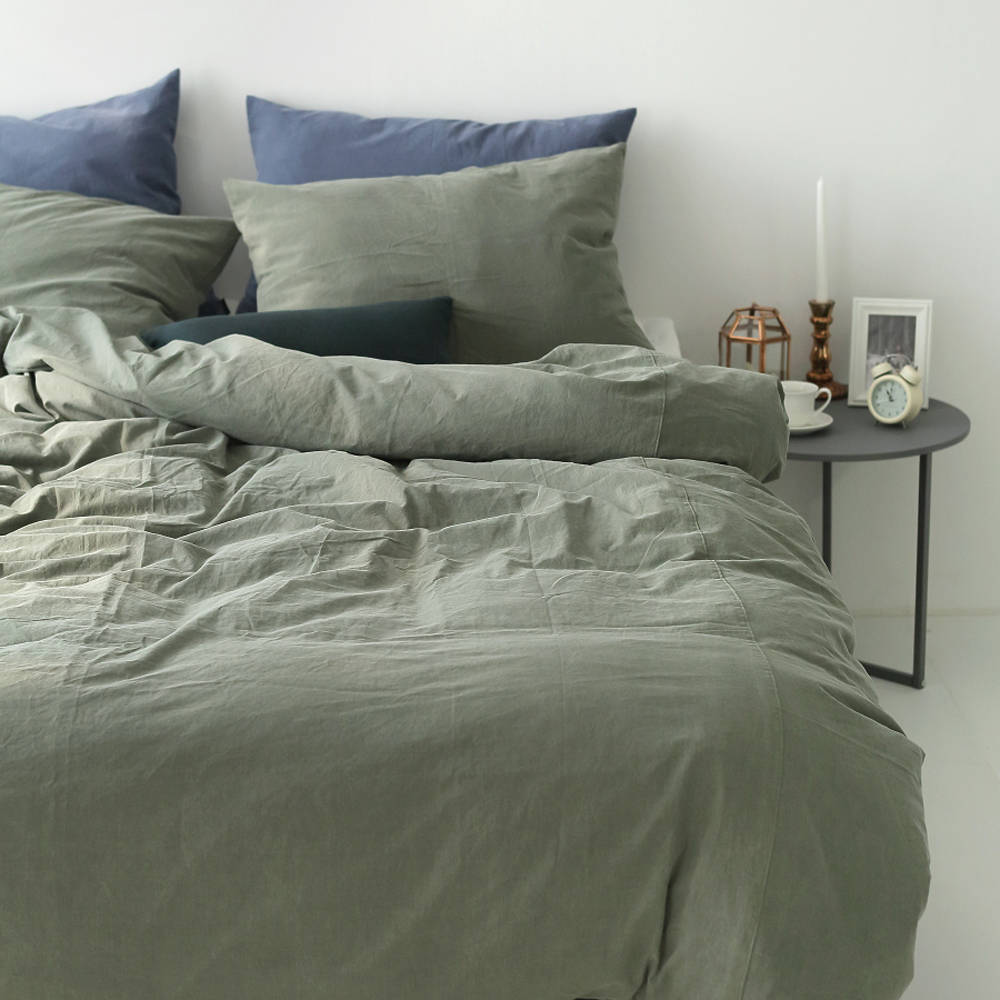 Khaki Bio Washed Cotton Duvet Cover Sham Pillow Cover Soft