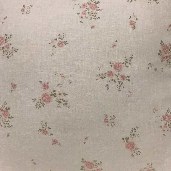 Pink Floral Pattern Ivory Background Washed Linen Cotton Decorative Square Cushion Cover 18 inches