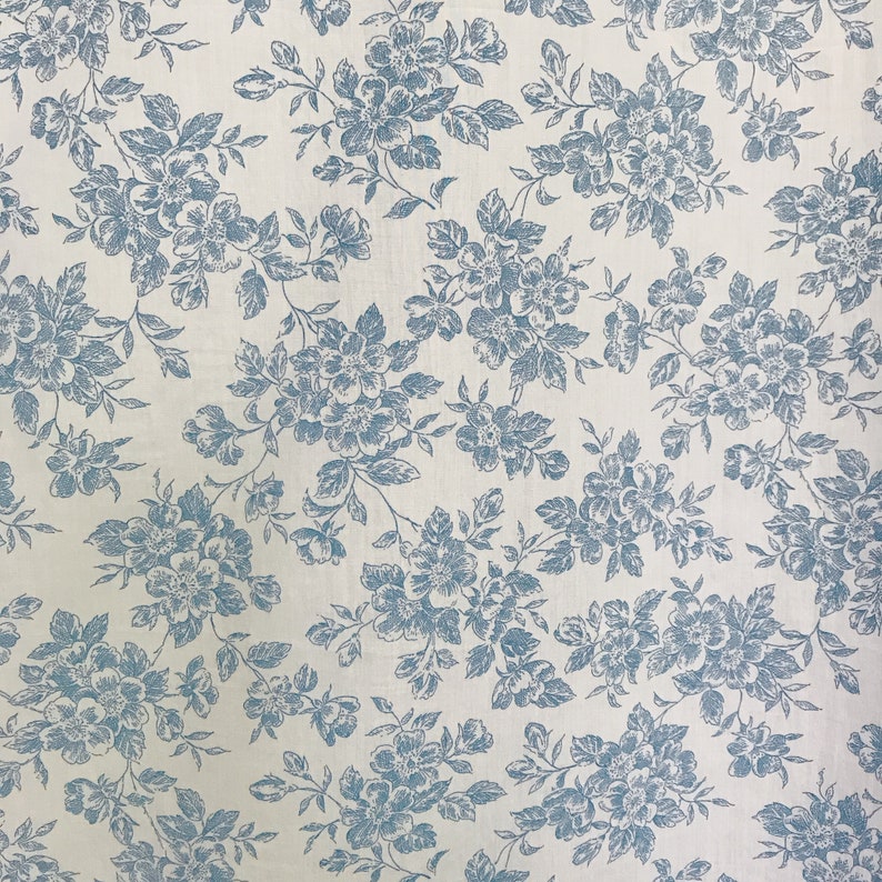 Modern Vintage Blue Floral Pattern Soft Cotton Curtain Ivory - Etsy