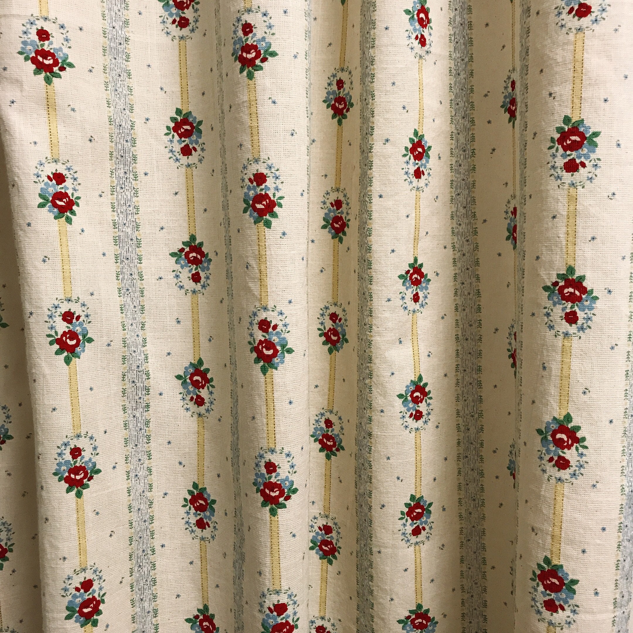 Modern Vintage Red Floral Pattern With Yellow Vertical Stripes - Etsy UK