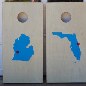 Custom Cornhole Boards ONLY Bean Bag Toss Home State Natural Finish image 1