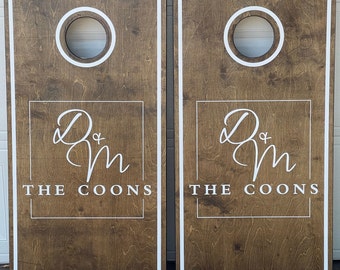 Custom Wedding Cornhole Boards ONLY - Bean Bag Toss with Border