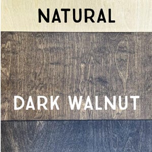 May include: Three wood samples showing different stain colors: natural, dark walnut, and black. The wood is smooth and has a natural grain pattern.