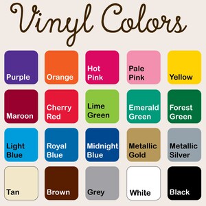 K&ouml;nnte beinhalten: Eine Tabelle mit Vinylfarben und den dazugeh&ouml;rigen Namen. Die Farben umfassen Lila, Orange, Pink, Hellrosa, Gelb, Rotbraun, Kirschrot, Limettengr&uuml;n, Smaragdgr&uuml;n, Waldgr&uuml;n, Hellblau, K&ouml;nigsblau, Mitternachtsblau, Metallic Gold, Metallic Silber, Braun, Grau, Wei&szlig; und Schwarz.