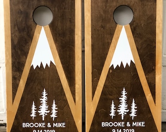 Custom Cornhole Boards ONLY - Bean Bag Toss - Mountain Design