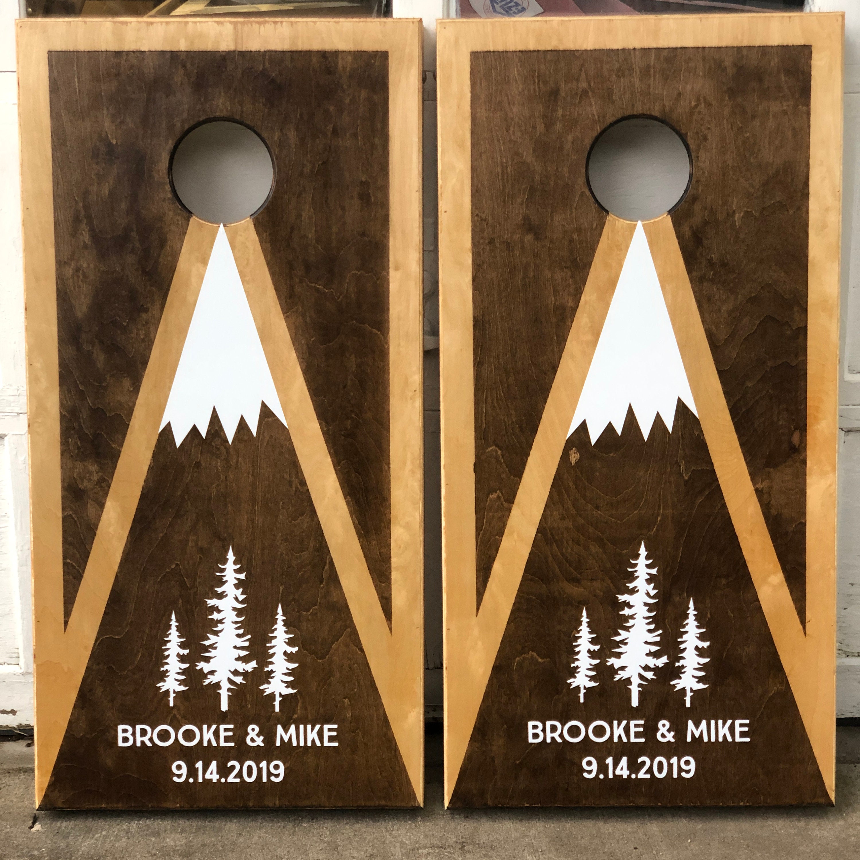 Custom Cornhole Boards ONLY Bean Bag Toss Mountain Design Etsy