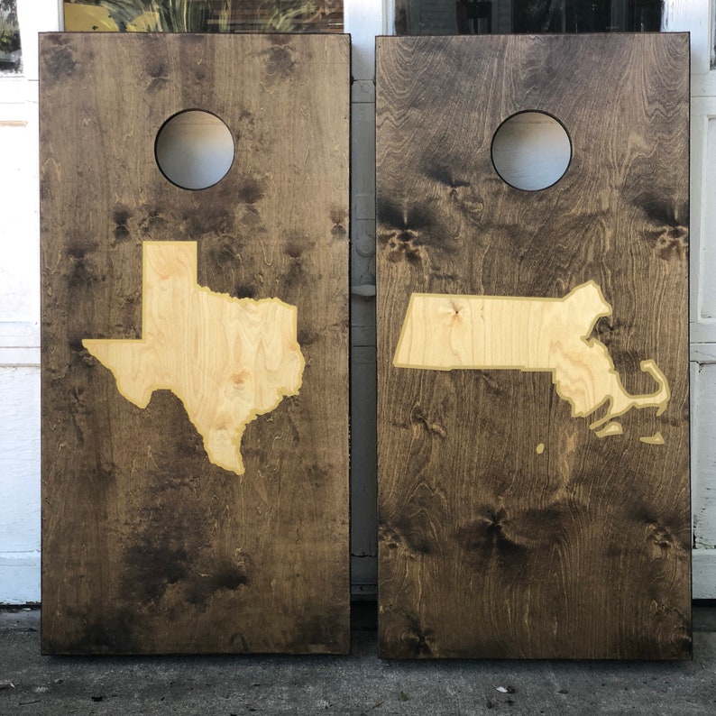 Custom Cornhole Boards ONLY Bean Bag Toss Home State image 1