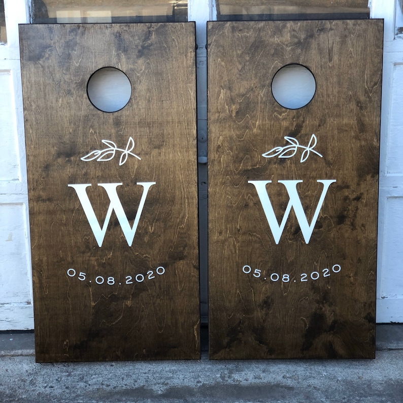 Custom Cornhole Boards - Bean Bag Toss - Wedding Design