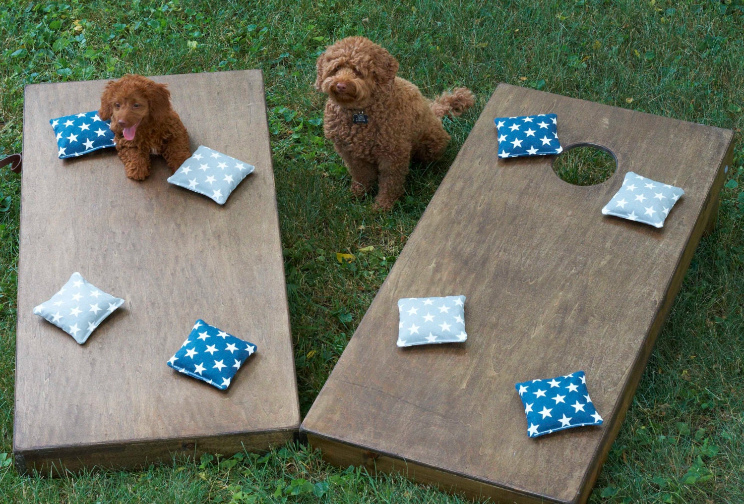 Cornhole Boards & Bags - Set of 8 - Dark Walnut Boards
