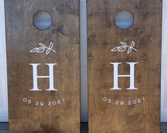Custom Cornhole Boards - Bean Bag Toss  - Wedding Design