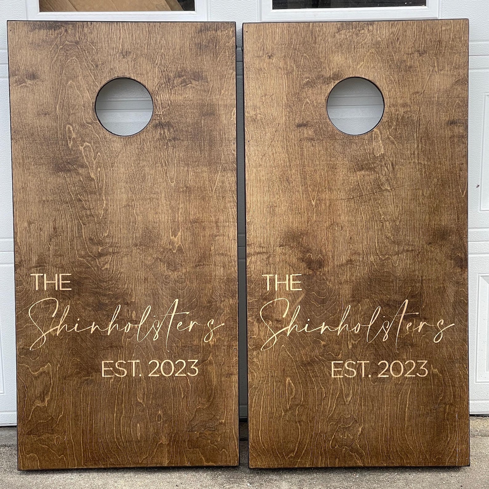 Custom Cornhole Boards - Bean Bag Toss - Wedding Design - 2 Tone Finish - Std Bags The Works