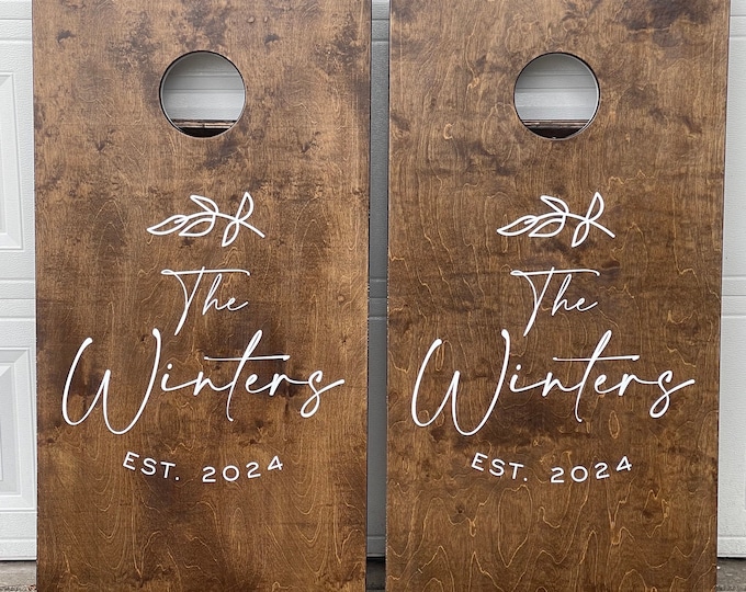 Custom Cornhole Boards - Bean Bag Toss  - Wedding Design