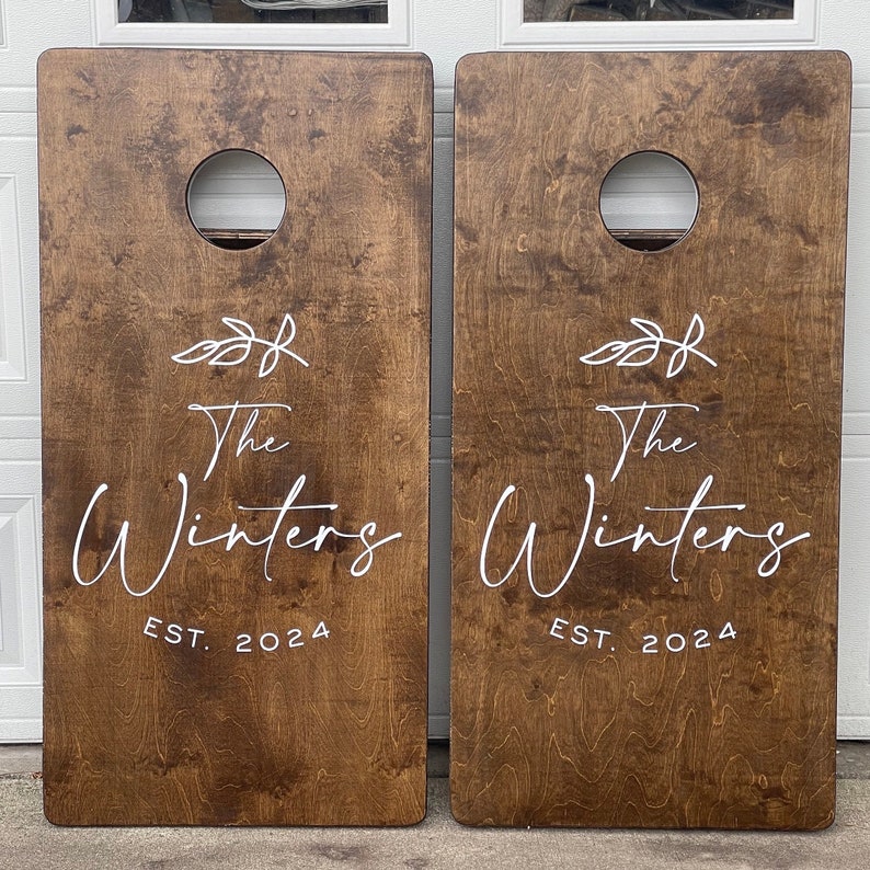 Custom Cornhole Boards ONLY Bean Bag Toss Wedding Design image 1