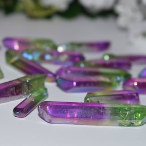 Purple and Green Multi Colored Angel Aura - Crystal, Stone, Rock Collection, Gemstone,