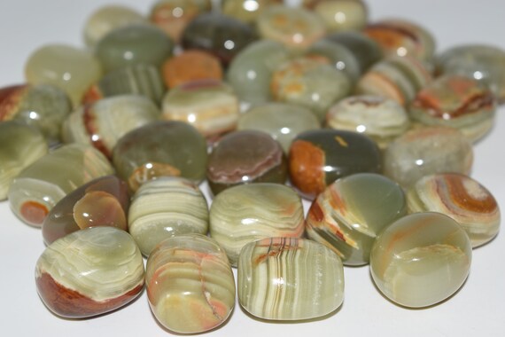 Dark Green Banded Onyx Crystal Tumbled 1 Pc Rock Collection Etsy