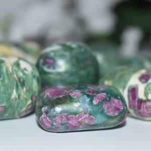 Ruby in Zoisite Tumbled Stone Crystal 1 pc. -Anyolite-   Rock Collection, Gemstones, Decor, Crafting, Crystals, Stones