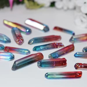 Blue & Red Multi Colored Angel Aura - Crystal, Stone, Rock Collection, Gemstone,