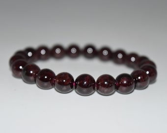 8mm Garnet Stretch Bracelet  - Crystal, Rock Collection, Gemstones