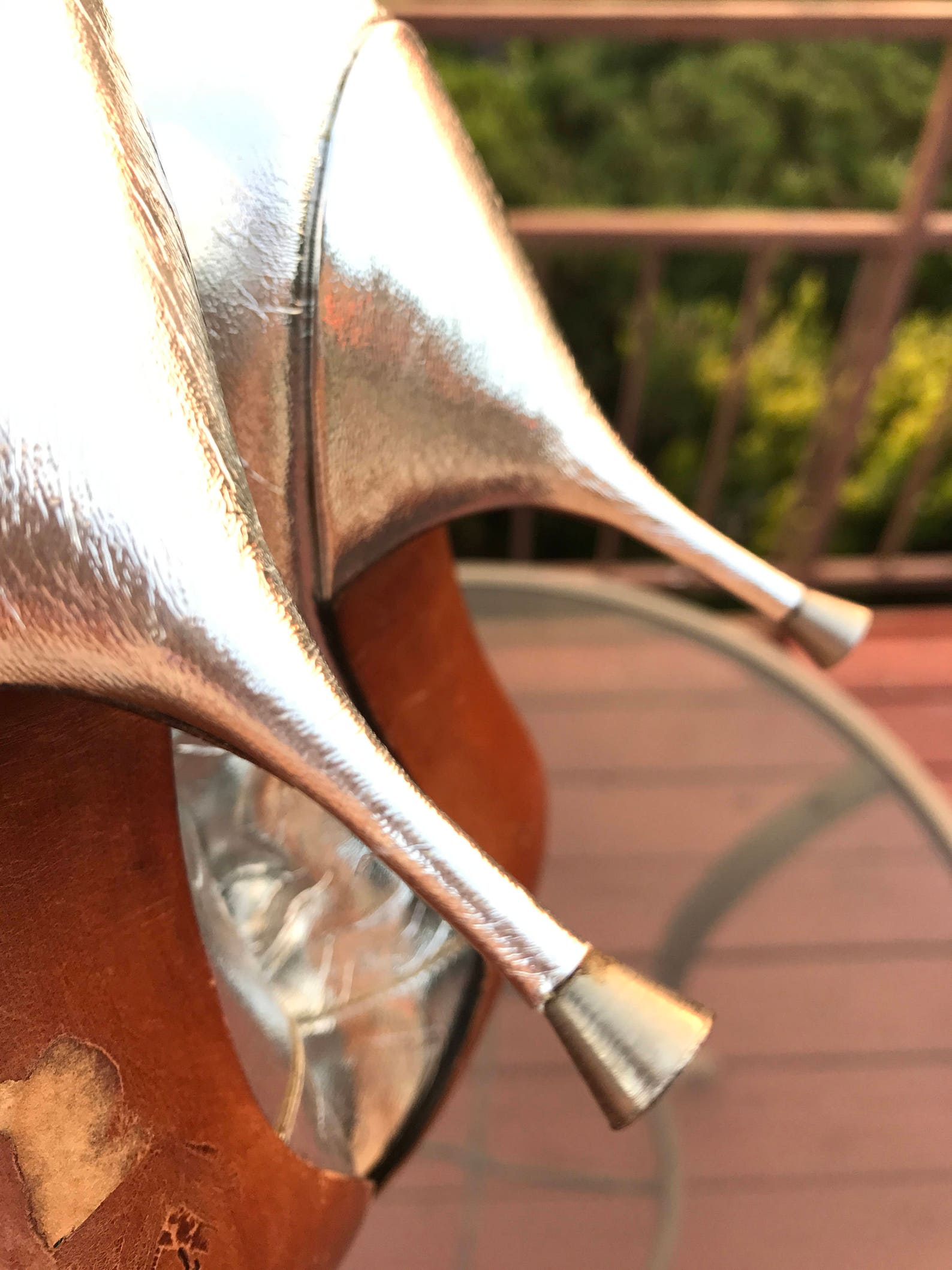 silver metallic stiletto heels