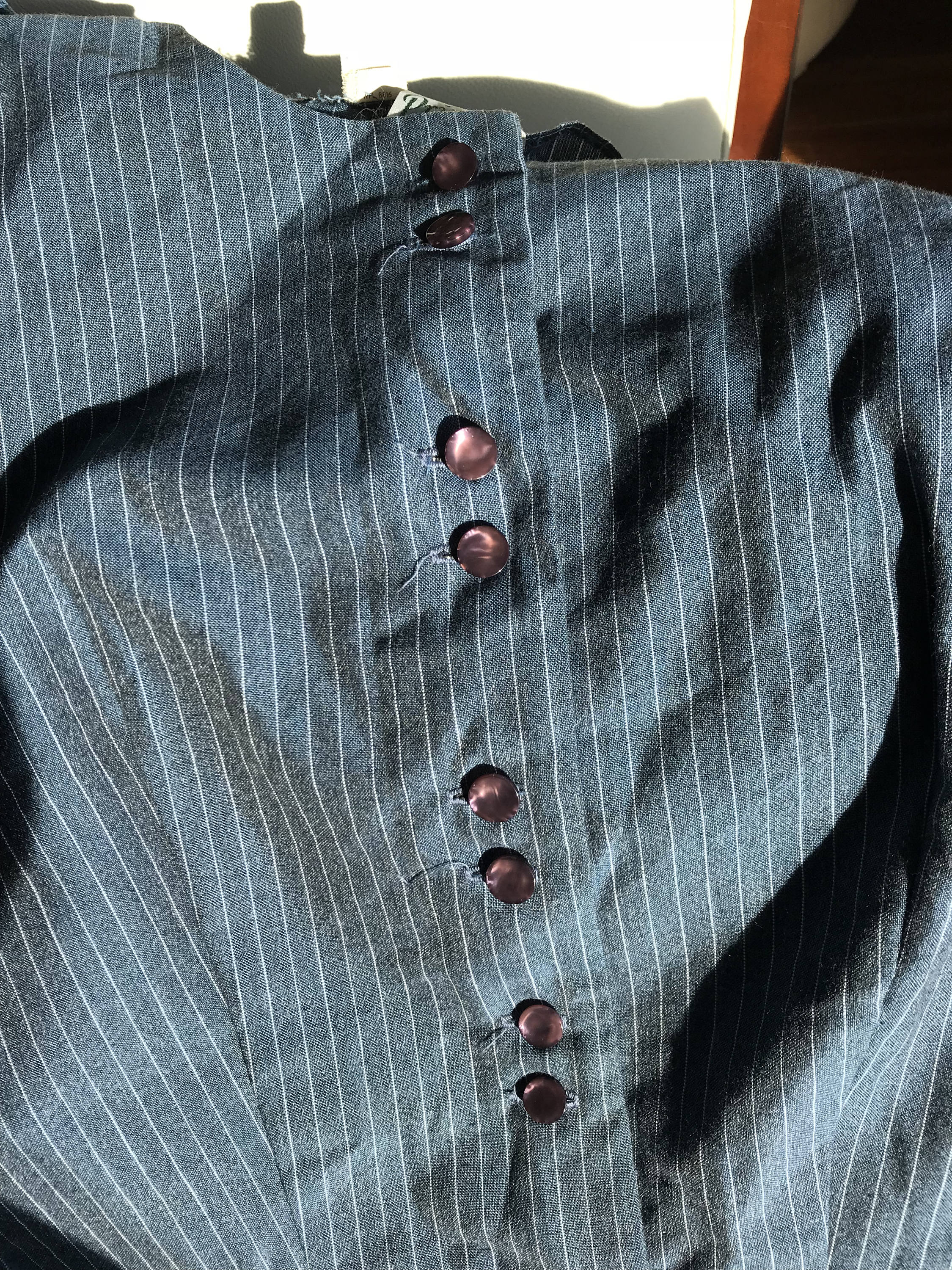 Vtg. 1960's Blue/gray Pinstripe Rayon Dress L/XL - Etsy Vtg. 1960's Blue/gray Pinstripe Rayon Dress L/XL - Etsy