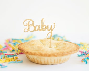 Baby Cupcake Toppers, Gender Neutral Reveal Party, He or She, Miss or Mr, Beau or Belle, Gold Glitter Decorations, Welcome Little One