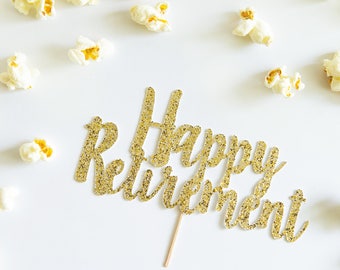 Happy Retirement Cake Topper, Glitter Party Decorations, Women Men Adult, Going Away Party, Farewell Celebration, Appreciation Luncheon