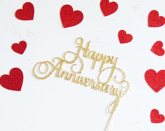 Happy Anniversary Cake Topper, Commemoration Celebration, Wedding Couple, Yearly Event, Milestone Occasion, A day to Remember