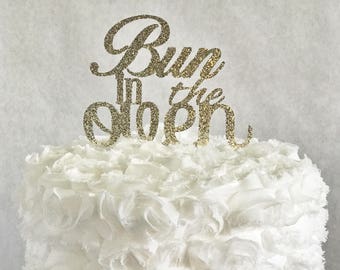 Bun in the Oven Cake Topper, New Baby, New Parents, Adoption, Gender Reveal Party, Glitter Party Decorations, It's a Girl, It's a Boy