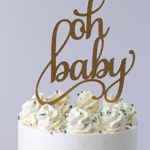 Oh Baby Cake Topper, Gender Neutral Reveal Party, Glitter Decoration, Welcome little one, He or She, Miss or Mr, Beau or Belle,Baby Girl Boy image 6