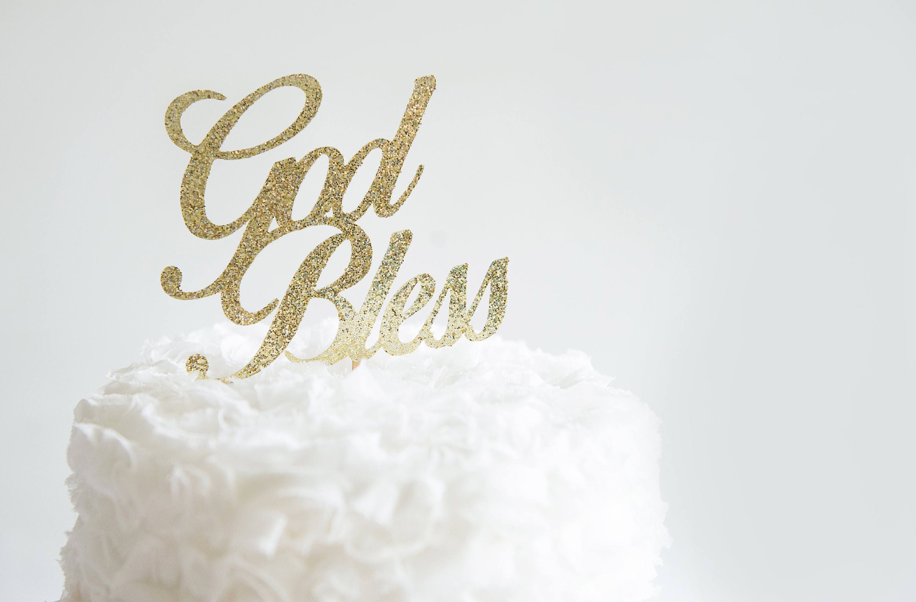 First Communion Baby Shower Christening God Bless This Child Cake Topper for Baptism A Child of God Cake party Decorations Gold Glitter 