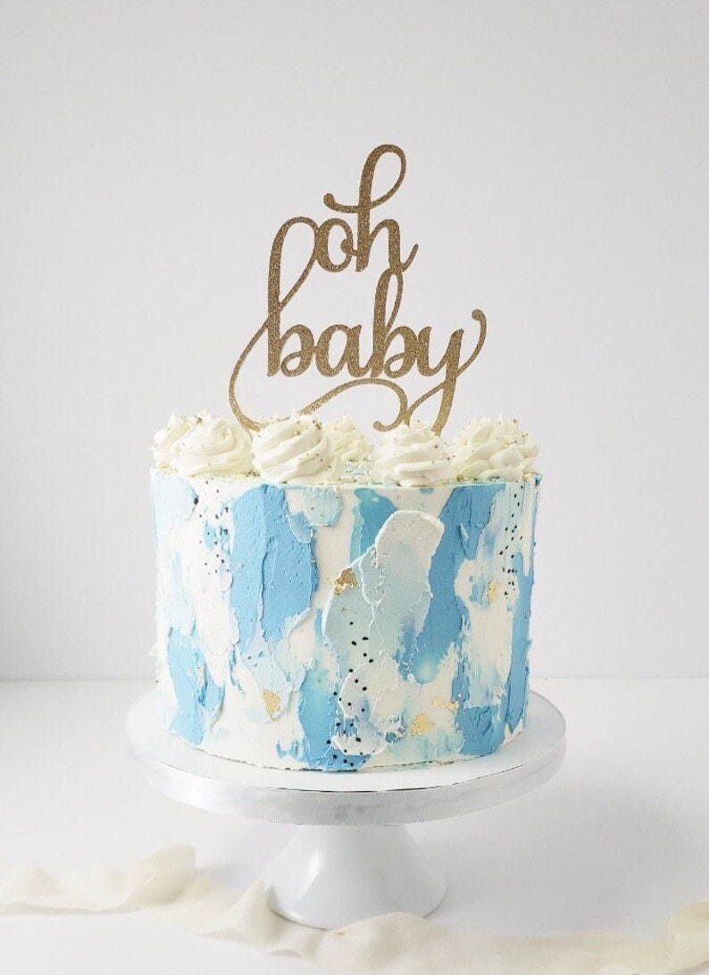 Oh Baby Cake Topper, Gender Neutral Reveal Party, Glitter Decoration, Welcome little one, He or She, Miss or Mr, Beau or Belle,Baby Girl Boy image 1