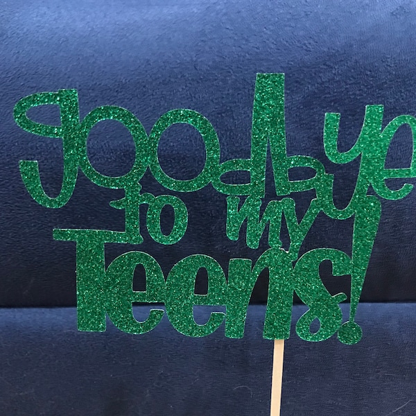 20th Birthday Cake Topper - "Kissing My Teens Goodbye" Silver Glitter, Hello 20 Party Decor - View #8