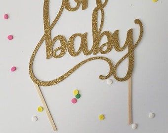 „Oh Baby“ Kuchenaufsatz Aus Acryl – Goldfarben, Für Babyparty, Gender Reveal & Geburtstag