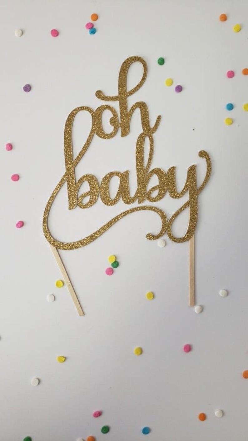 Oh Baby Cake Topper, Gender Neutral Reveal Party, Glitter Decoration, Welcome little one, He or She, Miss or Mr, Beau or Belle,Baby Girl Boy image 8