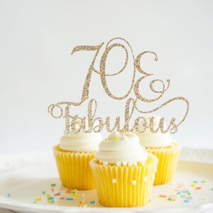70 & Fabelhafte Kuchendekoration, Glitter Card Stock Party Dekorationen für Mama, Papa, Großmutter, Großvater, Aprox 4x5inches, Geburtstagsfeier