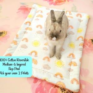 Reversible Bunny Flopping Pad: 100% Cotton, Custom Prints (16&quot; x 21&quot;)