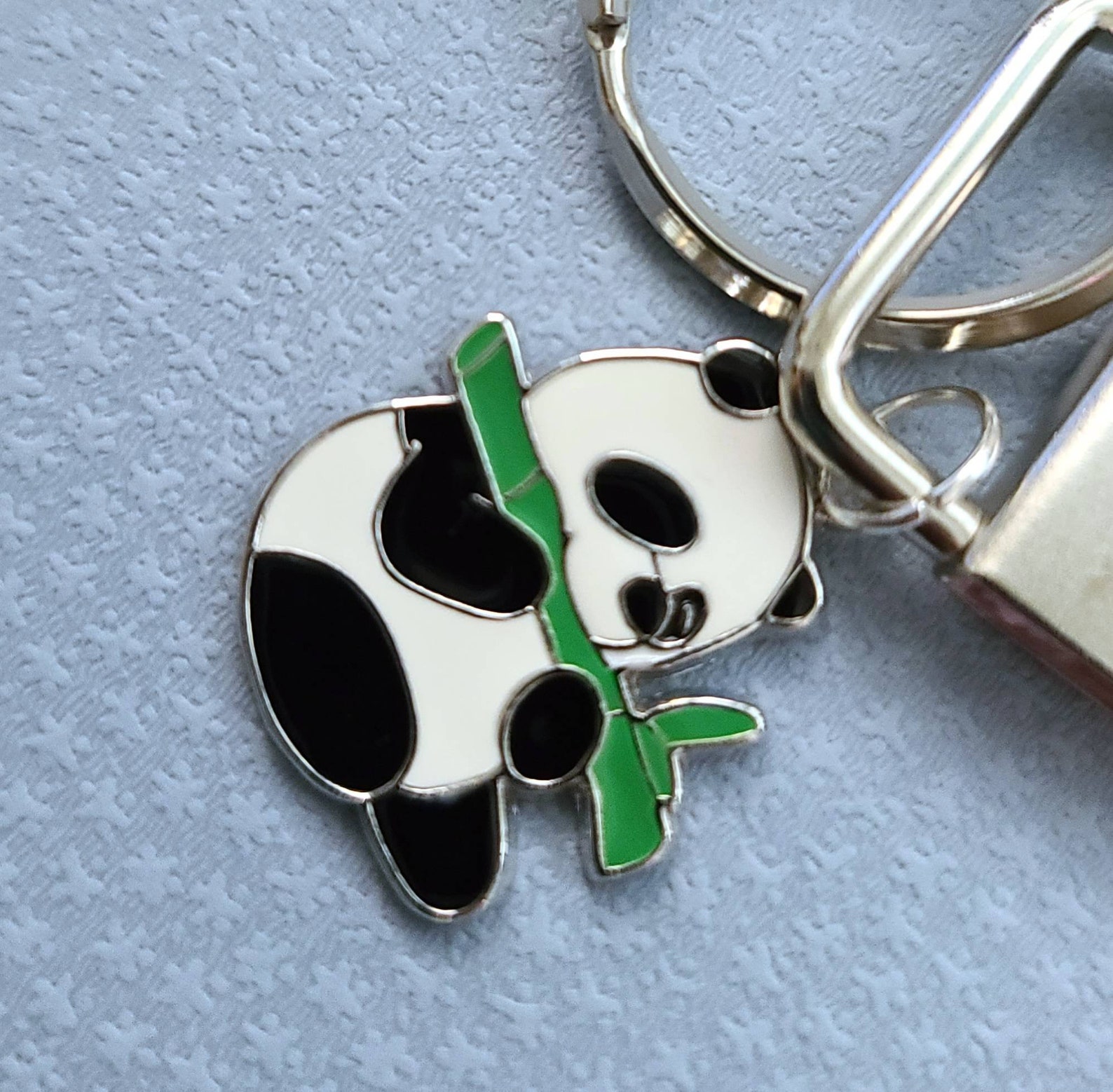 Adorable Pandas Holding Hearts Key Fob Wristlet, Panda Key Chain With ...