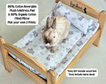 Bunny Bedding Set: Reversible Cotton Pad & Pillow, Custom Prints
