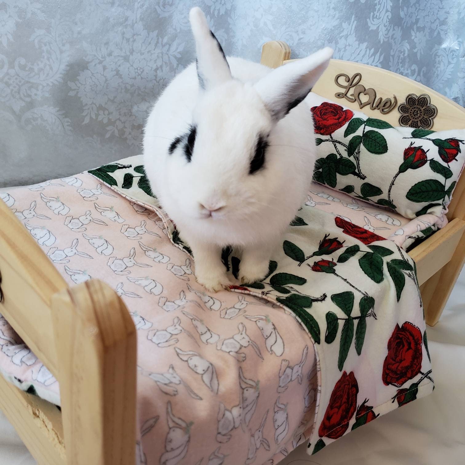 Reversible Bunny Bed Pad, Blanket and Pillow for the IKEA doll bed