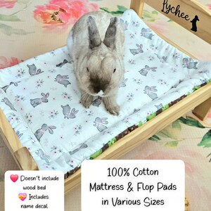 100% Cotton Reversible Bunny Bed or Flop Pad - Washable, Pick Your Prints