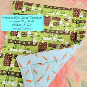 Ready to Ship Premade 100% Cotton 16&quot; x 21&quot; Medium Reversible Flop Pad- 6 layered - Various Combinations