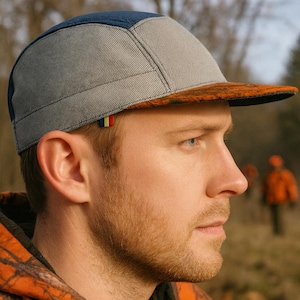 Gorra snapback de camuflaje naranja, gorra de algodón de 5 paneles, hecha a mano