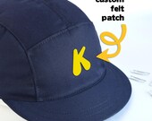 Navy Blue Strapback Hat, Personalized Cotton 5 Panel Hat, Medium