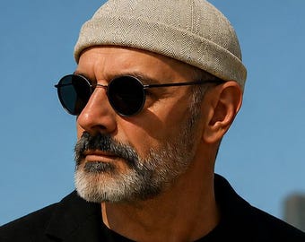 Gorro de estibador hecho a mano con algodón marrón tabaco en espiga.