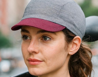 Soft Brim Cycling Cap: Handmade Cotton Blend, Grey